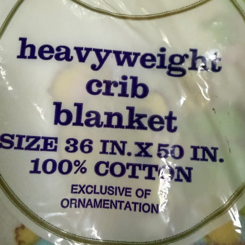 Vintage Nitey Nite Heavyweight Crib Blanket 100% Cotton 36x50 NEW Satin trim